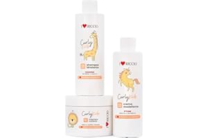 ILOVERICCIO I Love Riccio Kit Curly Kids Per Capelli Ricci Bambini con Shampoo Idratante 250 ml, Maschera Nutriente 250 ml e Crema Modellante 250 ml, Formula Delicata Antilacrime, con Matite Colorate e Cartoncino