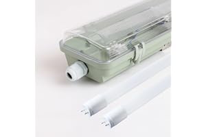 pureled LED Feuchtraumleuchte Wannenleuchte 120cm mit 2x 18W T8 Röhre 3600lm 4000K IP65… (Neutralweiß, 120cm mit LED Röhre)