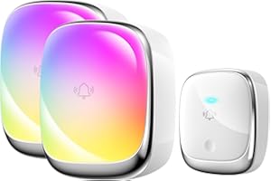 YABIFE Funkturklingel Türklingel Batterielose,IP44 Funk Klingel Set Aussen Wasserdicht,Funktioniert auf 1000 Fuß Reichweite Mit 38 Glockenspielen 4 Lautstärkepegel Funk Turklingel B111-Silvery