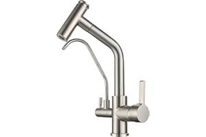 SJQKA 3-drożny kran kuchenny, wysuwany, obracany o 360°, bateria mieszakowa 3 w 1, filtr wody, armatura zlewozmywakowa, system filtrowania do zlewozmywaka, bateria kuchenna do instalacji osmozy