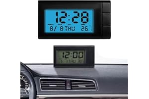 EIRZNGXQ Mini Digital Clock for Car Dashboard, Portable Digital Dashboard Clock with Jumbo LCD Time & Day Display, Mini Automotive Stick On Clock for Car Truck Dashboard & Air Vent(Blue)