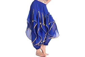 Baisdan Pantalones de harén para danza del vientre, disfraz de danza árabe india, pantalones tribales ondulados