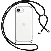 Pnakqil iPhone 17E/iPhone 16E/iPhone SE 4 2025 Case with Rope, Transparent Silicone Case Hang Necklace Neck Strap Chain Lanya