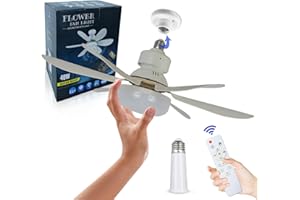 EGOBASIC Ceiling Fan with Lights and Remote,Screw in Ceiling Fans Lights,E27 Bayonet Fixture,Dimmable Led Small Fixtures for Bedroom Garage Kitchen Bathroom Living Room