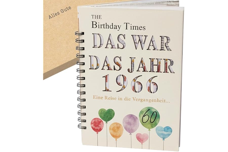 the lazy panda card company Das Jahr, das 1966 war - Karte Buch zum 60. Geburtstag mit Details zum Geburtsjahr Geburtstagskarte (1966) – Produktbeispiel aus Handmade-Produkte