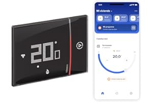 BTICINO Smarther with Netatmo, Termostato Conectado, WiFi, Control en Remoto con la App Home + Control, Compatible con Alexa, Google Assistant & Apple HomeKit, Instalación Empotrada, Negro (XG8002E)