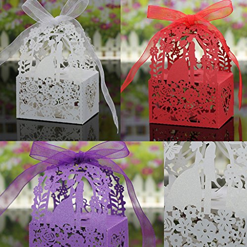 50pcs Lieben Herz Für Band Geschenk Boxen Schachtel Verpackung Hochzeit Partei Dekor – Weiß, L - 8