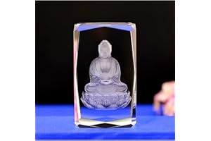 BESOT qianyue Cristal Verre Cube Modèle Cadeau 3D Laser Gravure Ange Aigle Statue Feng Shui Souvenir Artisanat (Bouddha)
