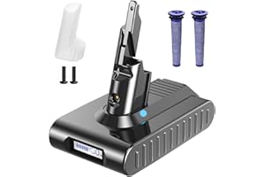 V7 Akku 8000mAh Ersatzakku für Dyson V7 SV11 Kompatibel mit Dyson SV11 Animal Tigger Motorhead Absolute Pro Fluffy Mattress Staubsauger Battery mit LCD-Batterieanzeige (2 Filtern)