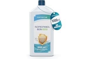 PORTENTUM Isopropyl Alcohol 99.9% 1L (maximum purity) for electronics, glass cleaning and general cleaning. Industrial degreaser and multi-purpose glass cleaner.