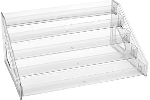 Roucerlin Espositore in plastica trasparente a 5 ripiani da 30,5 cm, espositore per carte da collezione, espositore per profumi a più livelli trasparente, espositore per smalto per unghie, per figure