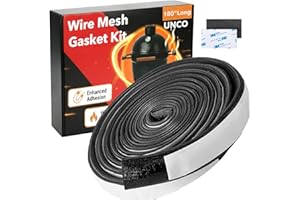 UNCO- Smoker Gasket, 15 Ft, 1/2"X1/8", Grill Gasket, Wire Mesh Gasket Kit Fit Kamado Big Grill Joe High Temp Fiberglass Gasket Replacement BBQ Smoker Gasket Self Stick Felt 180 in Long