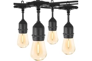 ZOTOYI Outdoor String Lights Mains Powered LED, 50FT S14 Waterproof IP65 Festoon Lights Outdoor with 15+1 Plastic Bulbs, Heavy Duty Garden Lights for Indoor Backyard Patio Pergola, 2700K