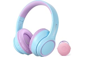 TONOSHARK Noise Cancelling Headphones for Kids, Kids Headphones Wireless, 60h Playtime, Bluetooth Over-Ear Headset Built-In Microphone for Home/School/Travel - Includes Portable Case (Blue purple)