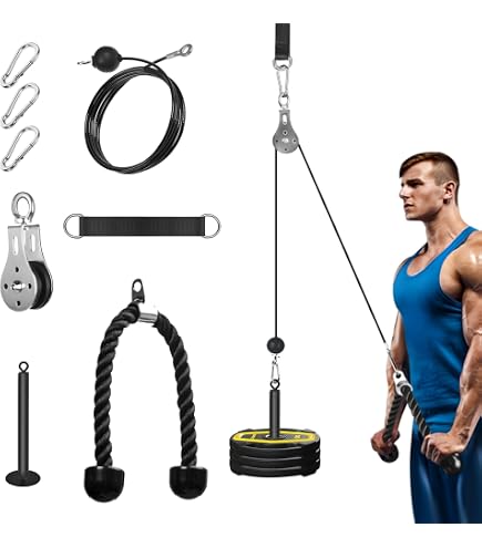 Anglekai Lot de 17 Accessoires pour Machine à câble, équipement de Gymnastique pour Machine à câble (17