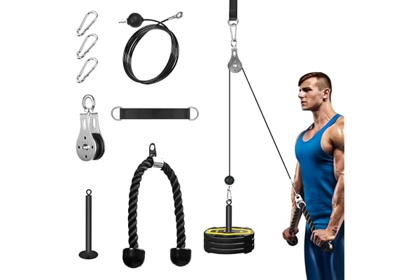 Poulie Musculation Maison, Cable Machine Musculation Poulie Haute et Basse Poulie Musculation pour Entraînement en Force des Bras Triceps Dos