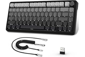 AJAZZ x Attack Shark X85 Mechanische Tastatur,75% Kabellose Gaming-Tastatur mit Knopf,5-Lagige Polsterung,Seitlich Bedruckte PBT-Tastenkappe,BT5,1/2,4 GHz/USB-C,Hot-Swap-Linearschalter,RGB,für PC,MAC