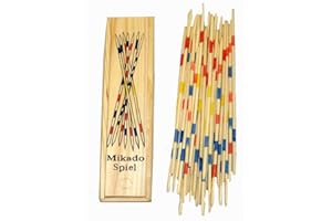 The Home Fusion Company en Bois Rétro Traditionnel Mikado Jeu Coloré Jusqu'à Bâtonnets Jeu Boîte en Bois