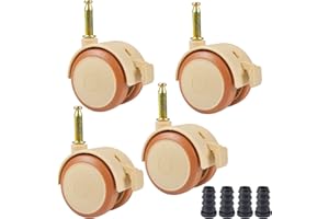 ‎FGEN FGen 4PCS Lenkrollen für Kindermöbel, 47 mm Möbelrollen aus Gummi, 360 Grad Drehbar Universalrolle, Möbelrollen mit Bremse, Doppelrad, lautlos, für Trolleys Kinderbett Möbel Tisch