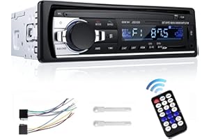 Hikity Radio samochodowe z zestawem głośnomówiącym Bluetooth, 1 DIN radio samochodowe z Bluetooth USB/TF/MP3 Player/AUX, radio samochodowe FM z pilotem zdalnego sterowania, złącza USB do odtwarzania