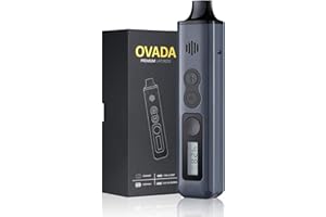 OVADA Vaporizer Verdampfer Kit mit Bildschirm | Keramik Kammer + USB-C Schnellladekabel | Handlich Tragbar + Großer Temperaturbereich | Temperaturregelung in °C und °F | Dampf Kräuter Dry Herb (Grau)