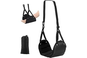 FULETOOYE 1Pcs Airplane Footrest, Adjustable Foot Hammock, Plane Travel Essentials Foot Hammock,Portable Aircraft Flying Accessories for Office, Dorm, Airplane (Black)