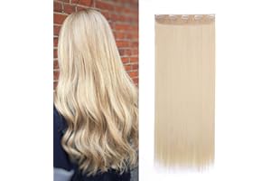 SEGO Extension Clip Capelli Biondi Fascia Unica Hair Extensions Singole Posticci Donna Capelli Sintetici Lisic Lunghi 65cm 120g - Biondo Platino mix Biondo Chiarissimo