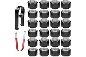 Gebildet Nakrętki do kół 17 mm, sześciokątne nakładki na nakrętki kół z zestawem narzędzi do usuwania do samochodów, 24 sztuki (czarne)