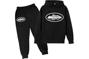 FUXINGHUAYA 2 Piezas Chándal Corteiz Niño Chandal Niños Otoño Invierno Sudadera con Capucha y Jogger Pantalones Niños Conjunto de Ropa Deportiva para 2-15 Años