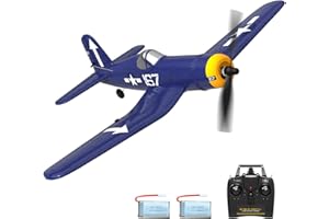 VOLANTEXRC Avião RC de 4 canais F4U Corsair, 2,4 GHz Aviones Teledirigidos estabilizador giroscópico de 6 eixos, planador RTF com 2 baterias, adequado para Adultos, crianças, iniciantes a voar
