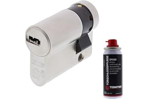 ToniTec Set aus ABUS Zylinderschloss als Halbzylinder EC550 mit 3 Schlüssel Größe 10 30 mm + ToniTec Pflegespray