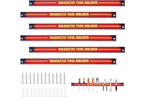 RELAX4LIFE 6x Magnetleiste Werkzeug 46 cm MAX 60 kg Magnetschiene Magnetisch Werkzeugleiste Werkzeughalter Wand inkl. Montagematerial Magnethalter für Werkstatt Garage Büro Werkzeug Halterung Stahl