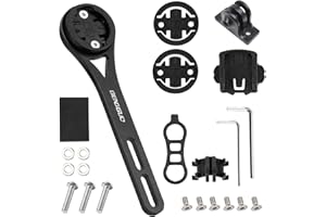 CHINGCOO Soporte integrado para ordenador de bicicleta de aleación de aluminio, soporte para bicicleta Out Front compatible con Cateye, Garmin, Bryton, GoPro, soporte de bicicleta para cámaras de acción y luz