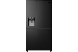 Hisense RS818N4TFE Side-by-Side Kühl-Gefrierkombination /179 cm/Inverter Kompressor/Total NoFrost/Multi Air Flow/Wasserspender mit Wassertank/Kühlteil 417 l/Gefrierteil 215 l/schwarz