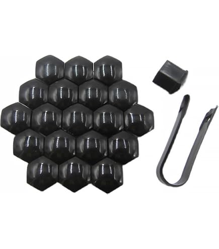 20 Cache-écrous 17mm + Outil - Noir - Pour Jantes De Voiture - Protection Anti-rouille Et Style - Compatible VW, Alfa Romeo