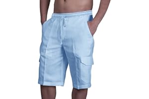 LAOSU Short Homme Pantacourt Vacances Hommes Couleur Coton Printemps Shorts Solides fête Linen Multi-Pocket Beach été Hawaii Loisirs Occasionnel Shorts pour Hommes Male Shorts