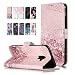 Produktbild Samsung Galaxy A8 2018 Hülle, E-Flamingo Handyhülle für Samsung Galaxy A8 2018 Flip Case Marmor Roségold Ledertasche Schutzhülle Leder Hülle Stand Function Magnetverschluss Klapphülle Bookstyle Silikon Bumper Wallet Cover Tasche 360 Grad Stoßfest