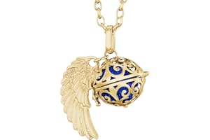 Morella Femme Collier Ange Gardien en Acier Inoxydable Or 70 cm avec Ailes d'ange et Boule sonore en zircons 16 mm dans Une Pochette en Velours