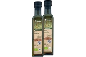 ‎MANAKO manako BIO Leinöl human, kaltgepresst und 100% rein, 2 x 250 ml Glasflaschen