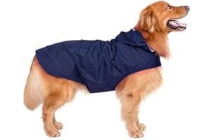 Decdeal Hunde Regenjacke Hunde Regenmantel Hoodie mit Reflektierende Streifen für Große Hunde (6XL)