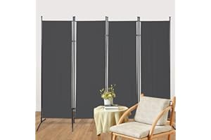 Eulenke Paravent - Divisorio interno in tessuto alto 200 cm, 4 pezzi, pieghevole, divisorio per giardino, balcone, privacy, parete per uffici (200 x 170 cm)