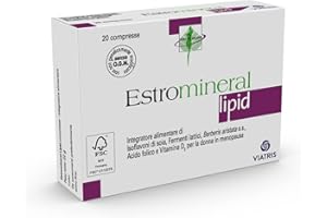 Estromineral Lipid, 20 Compresse, Integratore per Menopausa e Controllo del Colesterolo e Trigliceridi, con Soia, Fermenti Lattici, Berberis, Acido Folico, Calcio, D3. Senza Glutine e Lattosio.