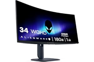 Alienware 34 Monitor Gaming - AW3425DWM, WQHD (3440x1440), 21:9 1500R Curvo, 180Hz, VA, 1ms, AMD FreeSync Premium, VESA AdaptiveSync, 95% DCI-P3, HDR400, DisplayPort, 2 HDMI, 3 USB, 3 Años de Garantía