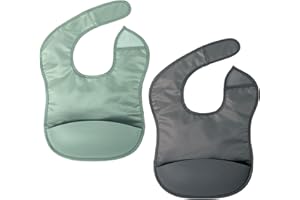 Tiny Twinkle Silicone Bibs Waterproof Baby Bibs Food Grade Stain Resistant 6-24 Months Baby Boy and Girl Pack of 2