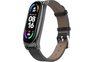 BDIG Bracelet Compatible pour Xiaomi Mi Band 5 Mi Band 4, Cuir Remplacement Sangle Bracelet Accessoires en Cuir de Bracelet Compatible pour Mi Band 5 Mi Band 6