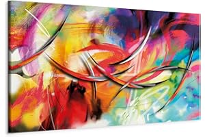 B&D XXL murando - Tableau Décoration Abstrait 135x45 cm 1 Partie - Impression sur Toile Cadre en Bois Salon Decoration Murale Tableaux decoratifs muraux murales - Abstrait Coloré Peinture a-A-0001-b-b