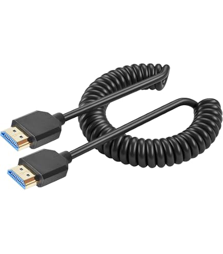 Micro HDMI 4K 60Hz 8K Cavo HDMI ad angolo retto a spirale per Sony A6400 A7R Canon R5 R6 GH4 S5