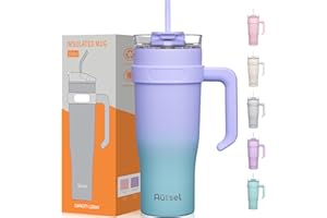 Autsel 40oz Travel Mug Tumbler Cup with Straw and Lid Insulated Coffee Mug with Handle Leakproof Stainless Steel Vacuum Coffee Mug for Hot Cold Drink
