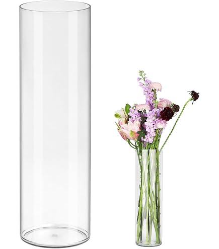 Smithers Oasis, vaso cilindrico in materiale acrilico, leggero e resistente, altezza di 25 cm, colore trasparente Clear