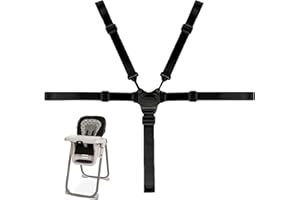 Harnais Chaise Haute, Harnais de Sécurité pour Bébé, Sangle Réglable de Poussette, Harnais 5 Points pour Poussette, Sangles de Harnais pour Chaise Haute/Poussette/Landau, Noir